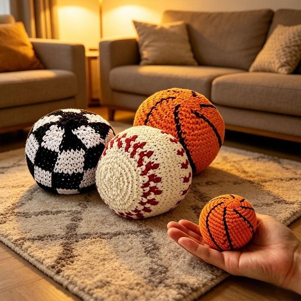Lightweight Crochet Sports Ball Cotton Soft Ball Toy New Plush Sports Ball Beach Game