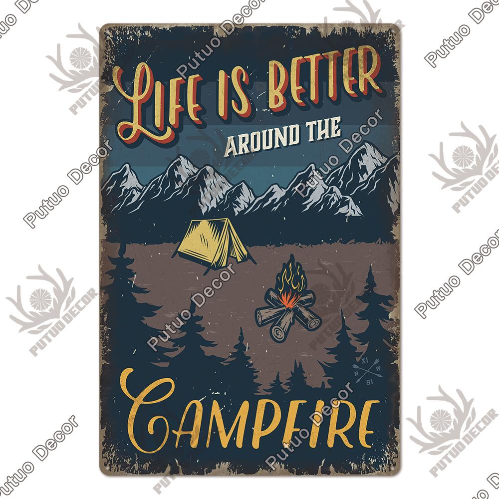 Decor Camping Tin Sign Vintage Plaque Metal Plate Retro Posters Wall Art Decor for Trip Car Home Living Room Unique Gift