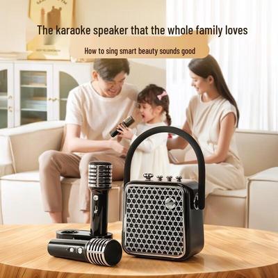 Универсальный Bluetooth-динамик для караоке Dianyin с двумя микрофонами, штекер CN (адаптер в комплекте)