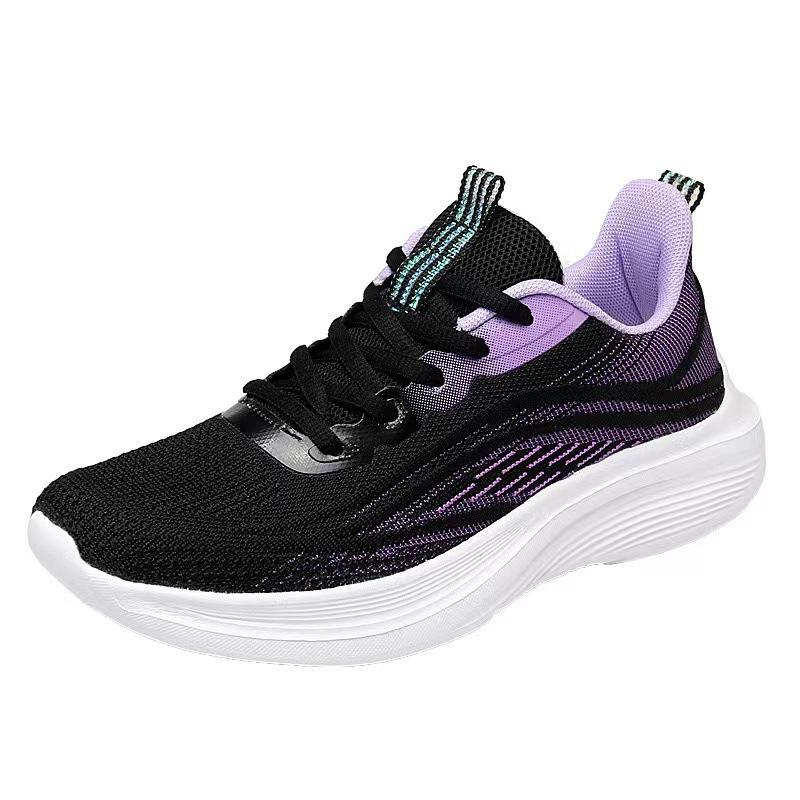 Factory Women's Shoes Spring and Summer New Comfortable and Breathable Running Shoes Women's Thick-soled Lightweight Rebound Fly-woven Sports Shoes