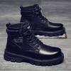 Men's Ankle Boots High Quality Casual Leather Boots High Top Motorcycle Boots Lace-up Men Platform Booties Botas Hombre