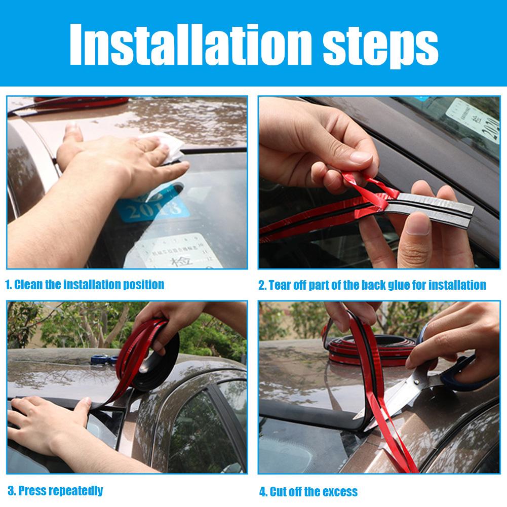 Car Rubber Seal Strips Noise Insulation Auto Seal Protector Sticker Waterproof Window Edge Windshield Roof Sealing Strip