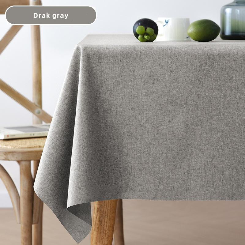 Waterproof Oil Proof Cotton Linen Tablecloth Solid Rectangular Dining Table Cover Home Decor