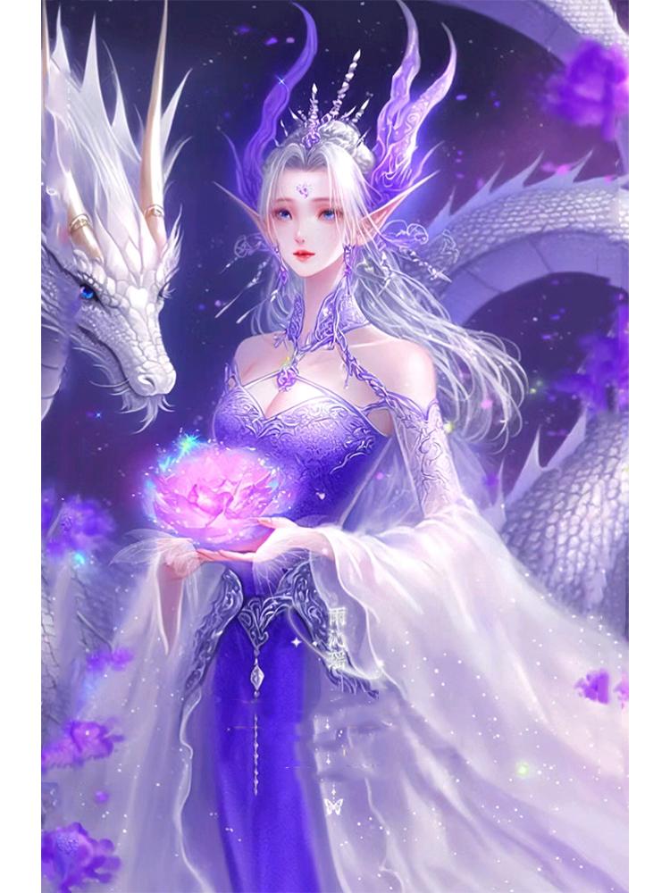 5DDIY Алмазная картина Мечтательный фиолетовый дракон Фея Мозаика Мультфильм Животное Вышивка Крестом Ремесла Украшения Дома Подарки