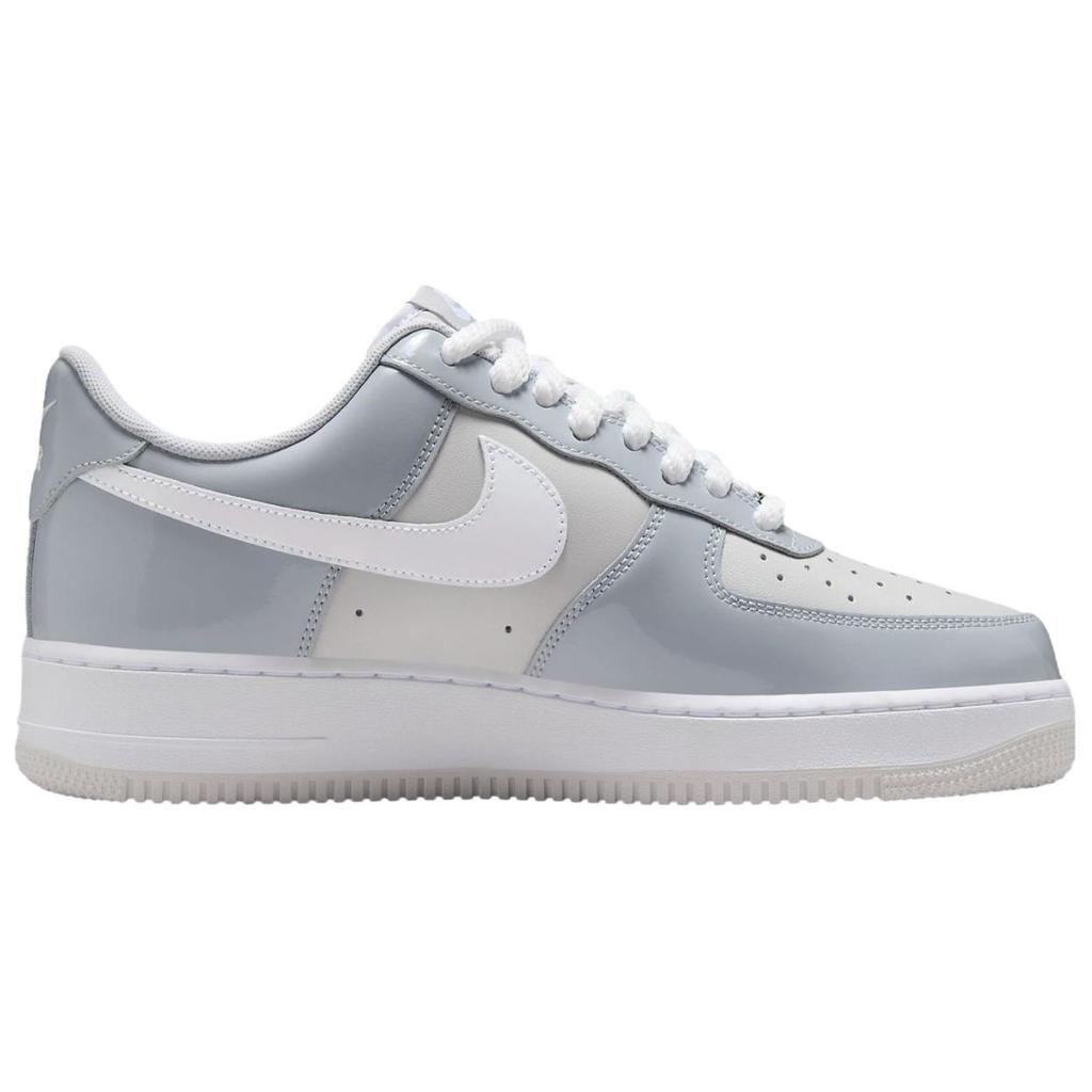 Nike Air Force 1 07 LV8 Wolf Grey Patent мужские кроссовки белые Vast-Grey HV9405-001