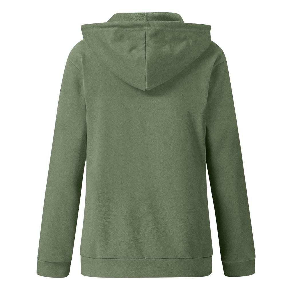 2021 Cross-Border Autumn/Winter Solid Color Hooded Zip-Up Sweatshirt with Drawstring and Pockets