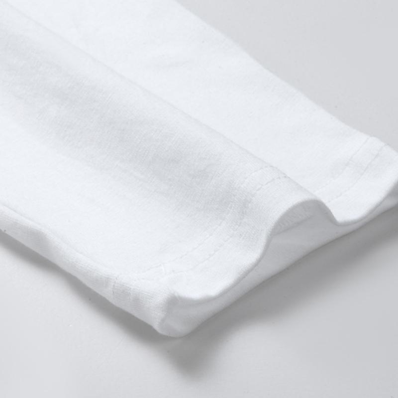 QICED Весенняя мужская футболка с длинными рукавами, трендовая одежда, принт, О-образный вырез, белая повседневная рубашка с длинными рукавами, осенняя одежда, свободная рубашка