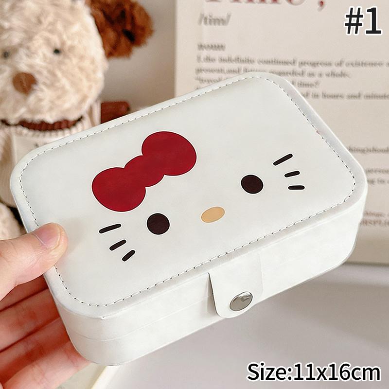 Шкатулка для украшений Hello Kitty Серьги Ожерелья Кольца Шкатулка для хранения украшений Большая вместимость Дорожная портативная сумка Подарок на вечеринку Косметичка