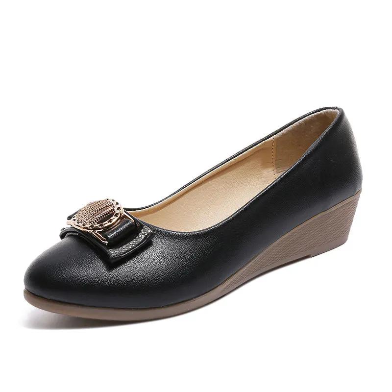 WTEMPO Офисные женские туфли-лодочки однотонные большого размера с острым носком, нескользящие, женские повседневные универсальные туфли из ПУ на низком толстом каблуке