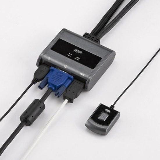 Sanwa Supply 2-портовый USB VGA KVM-переключатель с проводной выносной кнопкой SW-KVM2UUS