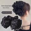 Large Summer Lace Edge Bow Claw Clip Hair Accessory for Women - Multi-Layer Feather Design