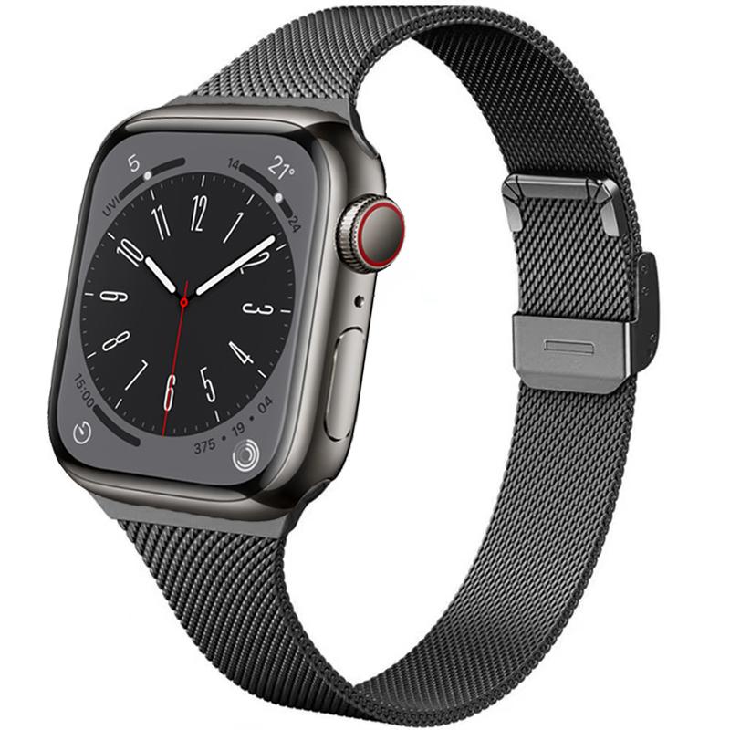 Тонкий миланский ремешок для Apple Watch Band 11 10 9 8 7 46мм 42мм 45мм 41мм Ultra 3/2 49мм Металлический браслет iWatch 6 5 4 SE 44мм 40мм