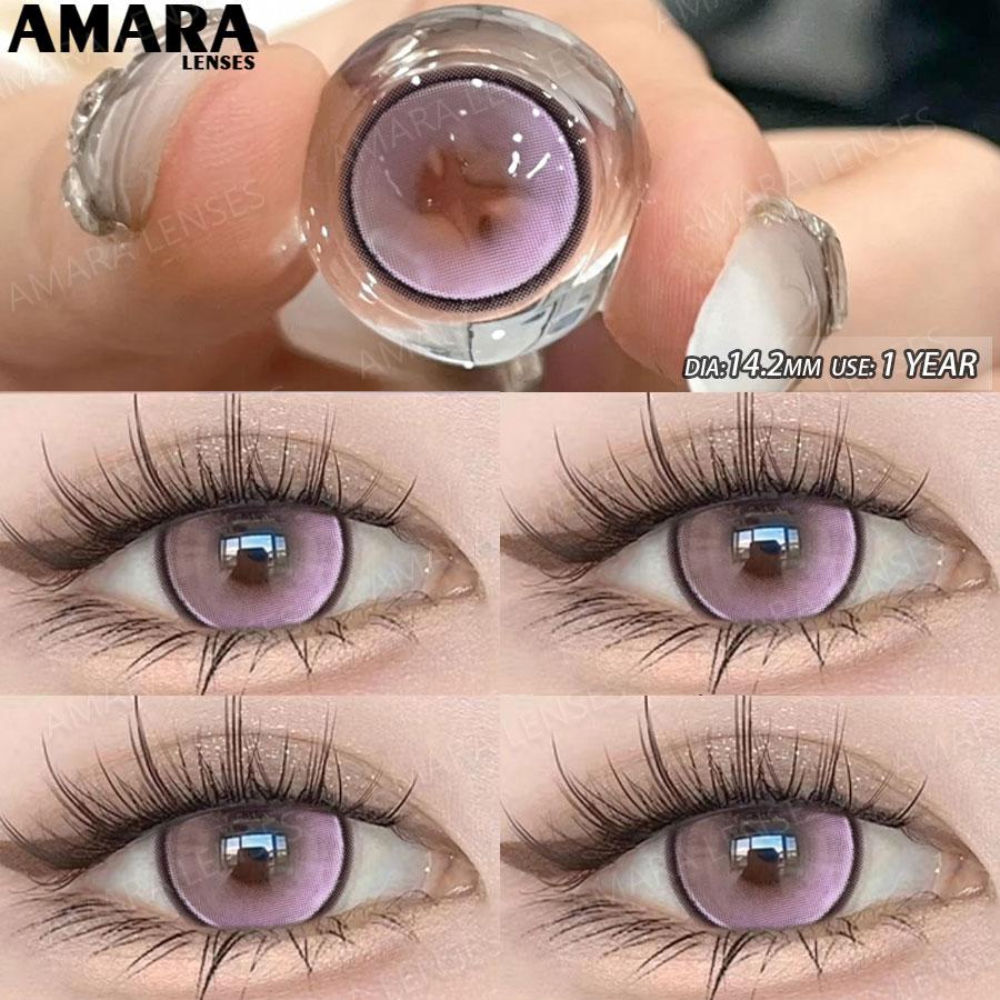 AMARA Colored Contacts Lenses Brown Lenses Purple Lens Natural Look Cosmetics Colored Pupils Eyes Color Lens Soft High Quality