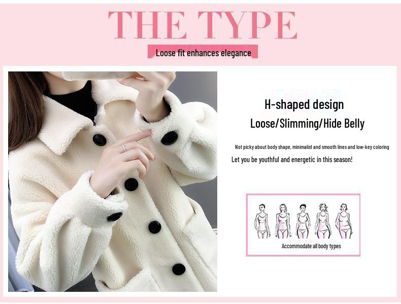 Женское пальто из овечьей шерсти: Кардиган оверсайз в корейском стиле на осень/зиму 2025, утолщенный трендовый флис