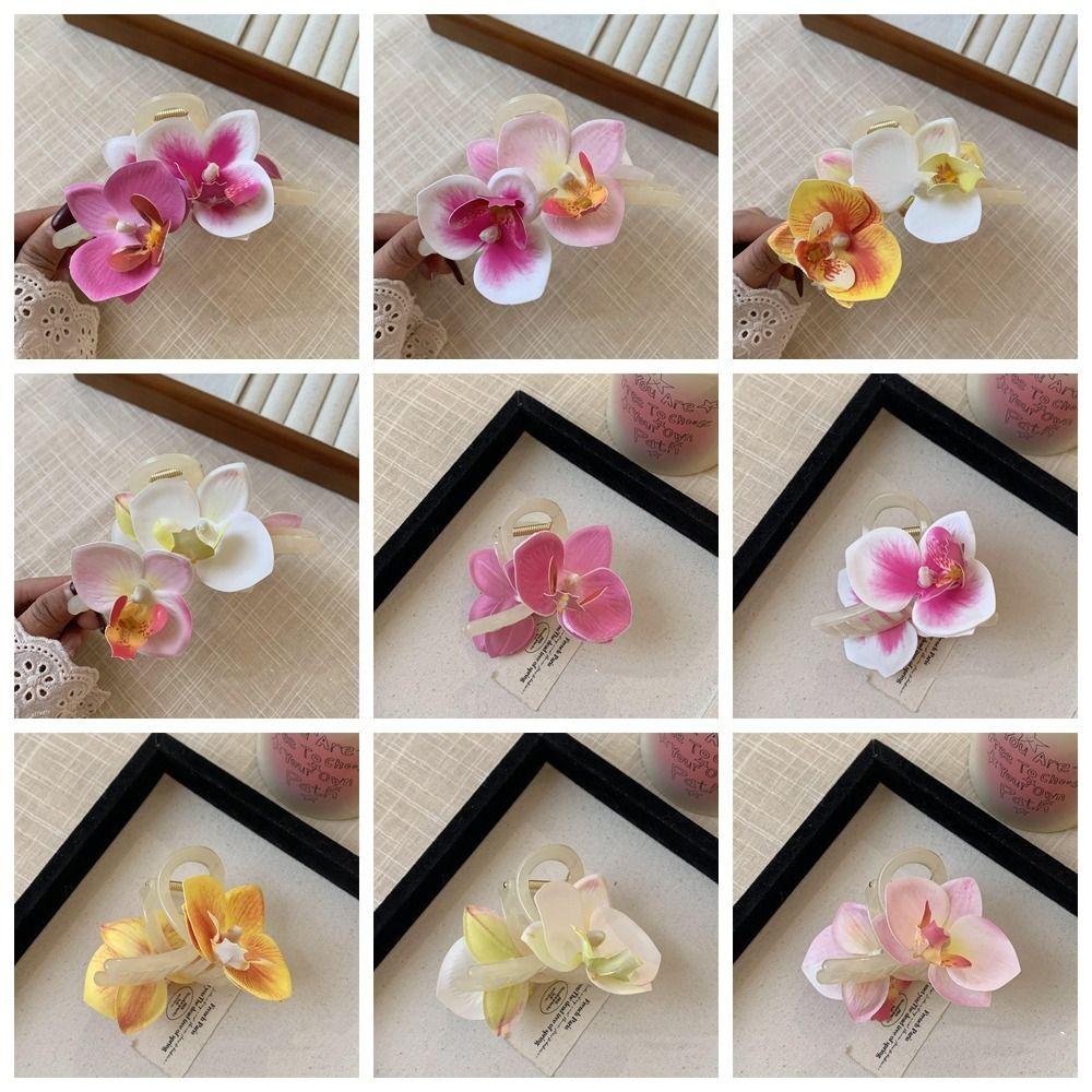 Cloth Flower Hair Claw Bohemia Barrettes Large Shark Clip Creative Orchid Hair Clip  Daily
