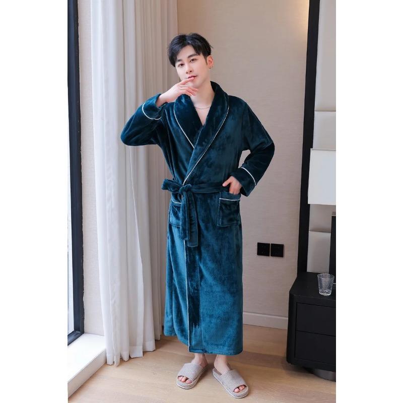 Мужские и женские зимние теплые халаты, пушистый флисовый халат, длинная пижама, домашний халат, пушистый халат для отеля и спа
