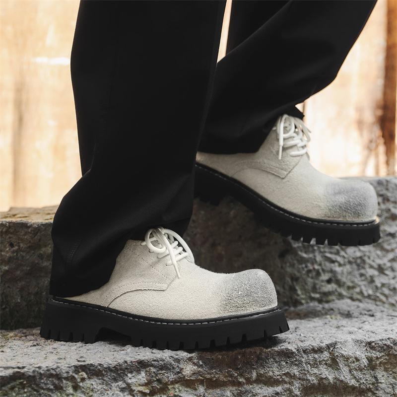 Туфли дерби с круглым носком мужские, увеличивающие рост американские ретро кожаные туфли британские повседневные туфли с большим носком 24229-T