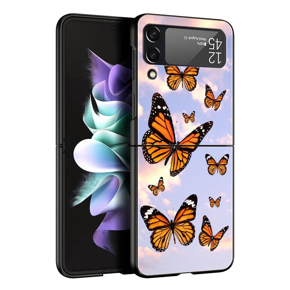 Чехол для телефона Z Flip 4 для Samsung Galaxy Z Flip 3 5G ZFlip3 Flip3 zflip Flip4, черный жесткий чехол для ПК, складной чехол в виде бабочки