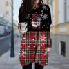 Женское платье с круглым вырезом и принтом в сетку, весна-осень, платье больших размеров с карманами