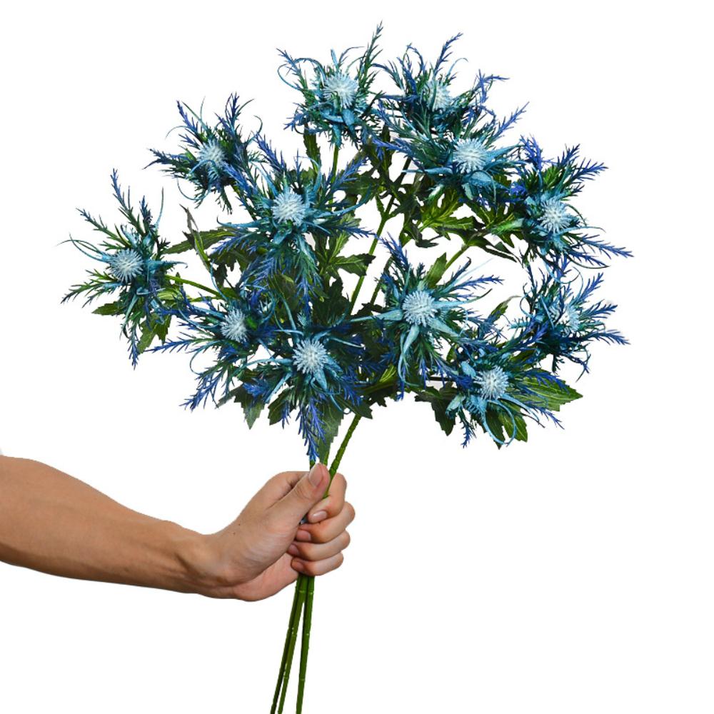 4 ветки Real Touch Blue Искусственный цветок чертополоха Букет Длинные стебли Шелковый цветок чертополоха Искусственные цветы чертополоха Растения для домашнего декора Сад Выпускной вечер