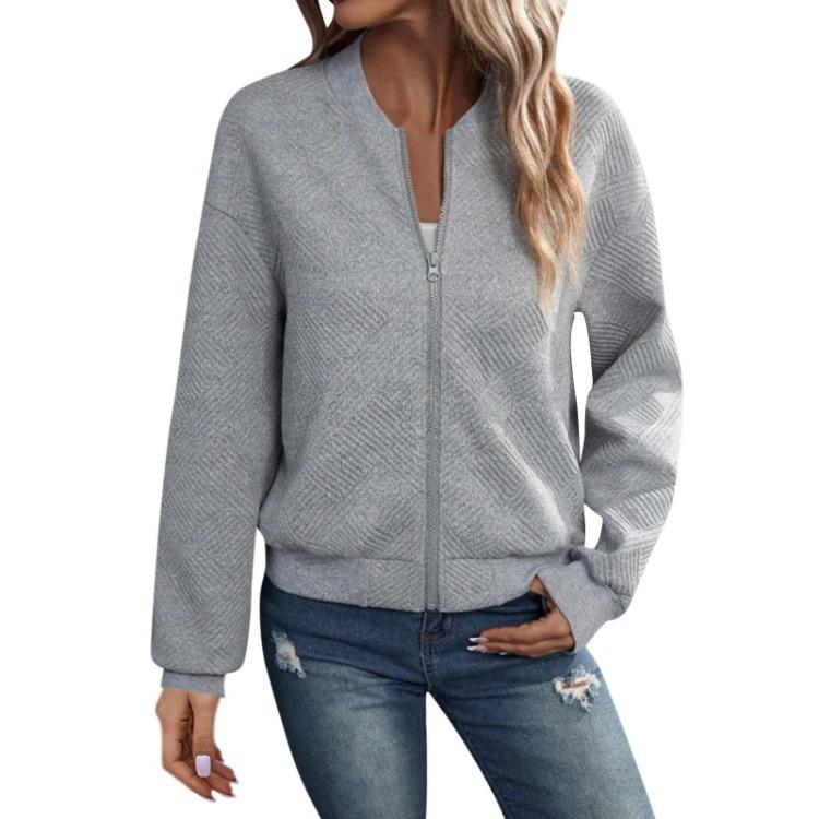Women Loose Casual Lightweight Long Sleeve Full Zipper Sweatshirts Jackets Coat Outwear