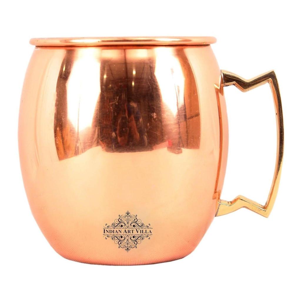 Кружка для пива Moscow Mule из чистой меди, круглой формы, простого дизайна, объем - 530 мл, набор из 4 штук