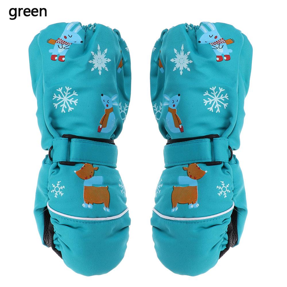 Print Cartoon Deer Rabbit Non-slip Children Ski Gloves Windproof Long-sleeved Mittens Thick Warm