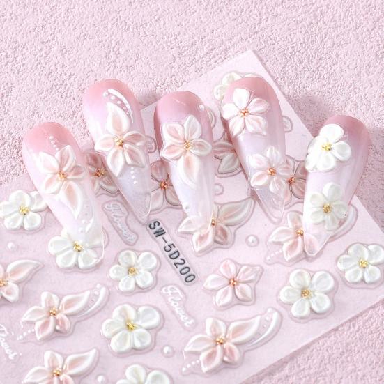 5D рельефные цветочные наклейки для ногтей, самоклеящиеся, DIY, весенне-летние, цветочные декали для нейл-арта
