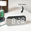 Digital Alarm Clock Mirror LED Adjustable Brightness Dual Alarms USB Charging Bedroom Minimalist Clock