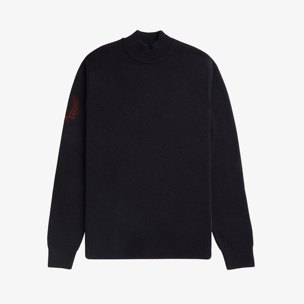 Fred Perry [Острый] Вязаный джемпер с воротником-стойкой и лавровым венком - Черный Afpm2438530-102