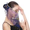 Performance Veil Flower Sequins Beads Decor See-through Lace Belly Dance Tribal Face Veil Breathable Fabric Adjustable Strap Indian Dance Veil