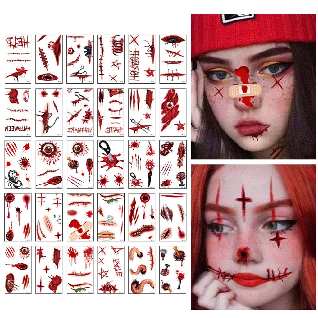 Halloween Stickers Party Makeup Face Stickers  Festival Decoration Simulation Horror Wound Scar Stickers