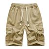 2026 Мужские Хлопковые Шорты Карго Мужские Эластичная Талия Однотонные Свободные Повседневные Шорты Мужские Джоггеры Много Карманов Длина до Колена Короткие Штаны 30-42