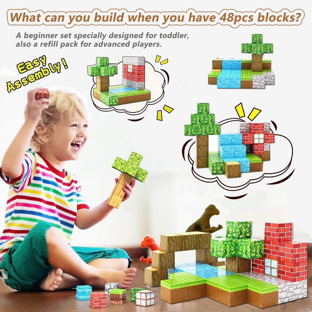 Magnetic Building Blocks Mine Magnet World Edition, Magnetic Toys for Boys and Girls Age 6+ Years Old, Montessori Sensory Toys