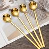 1/4pcs of Luxurious Golden Long Coffee Stirring Spoons - Perfect for Your Morning Cup