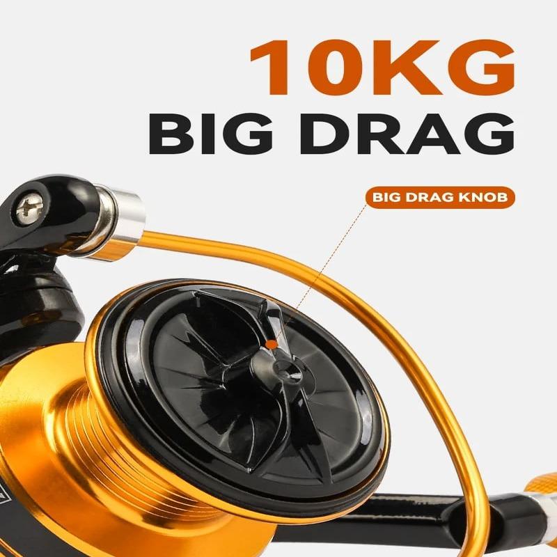2024 Новая спиннинговая рыболовная катушка TH Metal Head 5.2:1 рыболовная катушка для спиннинга с металлической шпулей, морская кормушка, катушка для рыбалки 10 кг, большая сила разгрузки