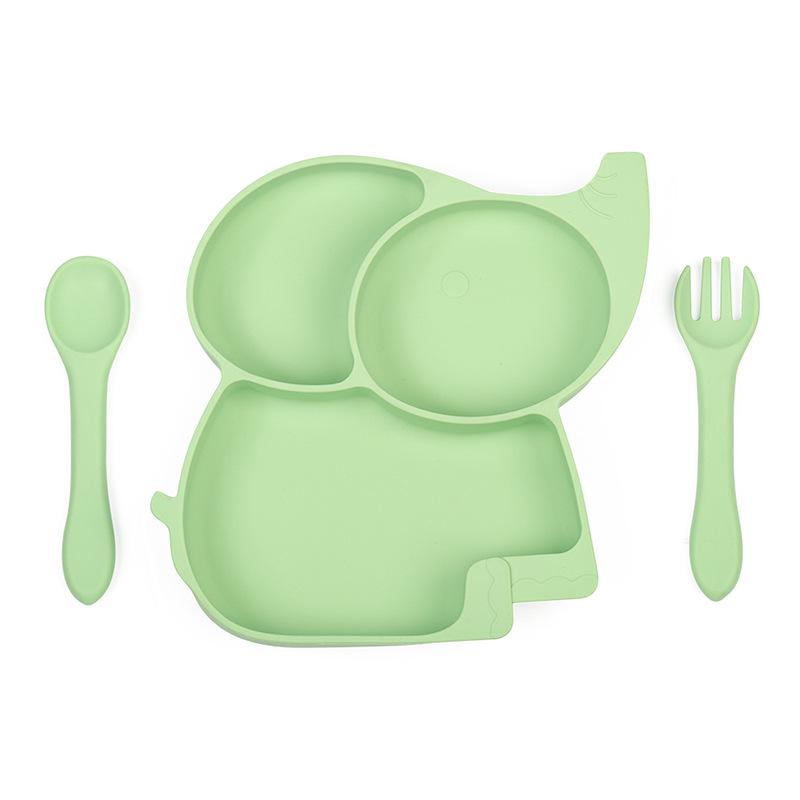 8 шт./компл. набор силиконовой посуды «Слоненок», детские блюда для кормления, миска без бисфенола А, тарелка, нагрудники, наборы ложек и вилок, детская нескользящая посуда
