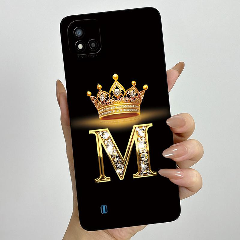 Для Realme C11 2021 RMX3231 C20 Чехол Корона Буква Жидкий Силикон Мягкие Чехлы для Телефона Для RealmeC20 C20A Полная Защита Задняя Крышка