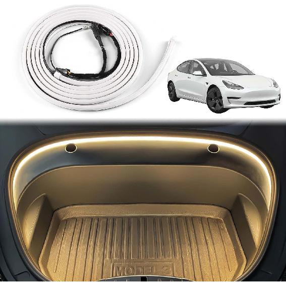 Универсальный для Tesla Model 3 Y 2021-2023 12V Передний багажник Frunk Светодиодная подсветка салона Гибкая силиконовая лента Декоративная лампа Неоновые огни 4