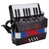 Accordion Musical Piano Keyboard Toy Rhythm Training Spring Instrument 17 Key 8 Bass Black