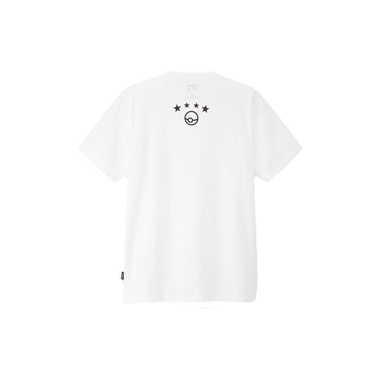 Uniqlo Унисекс футболка с коротким рукавом, белая, с принтом на спине, коллаборация X Pokemon, топ 428130-00