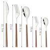 5/20 шт., набор столовых приборов из нержавеющей стали с зеркальной полировкой, вилки, ножи, ложки, ручка с эффектом искусственного дерева, кухонное серебро, набор столовой посуды