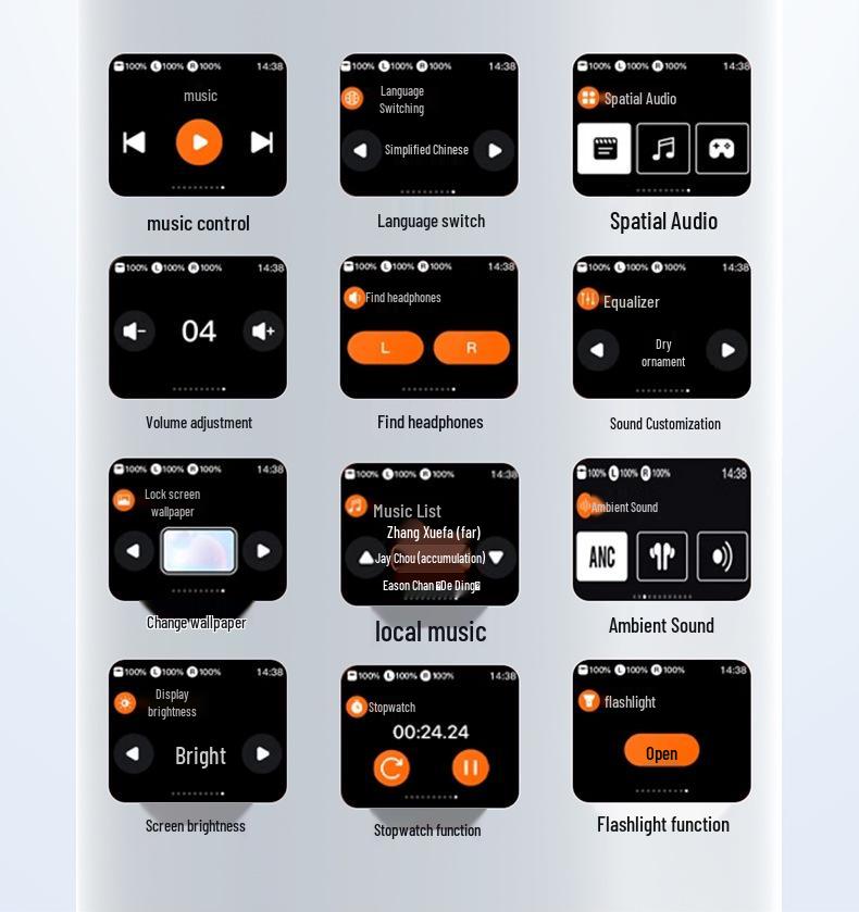 Спортивные Bluetooth-наушники-вкладыши с цифровым дисплеем, ушными крючками и долгим сроком службы аккумулятора