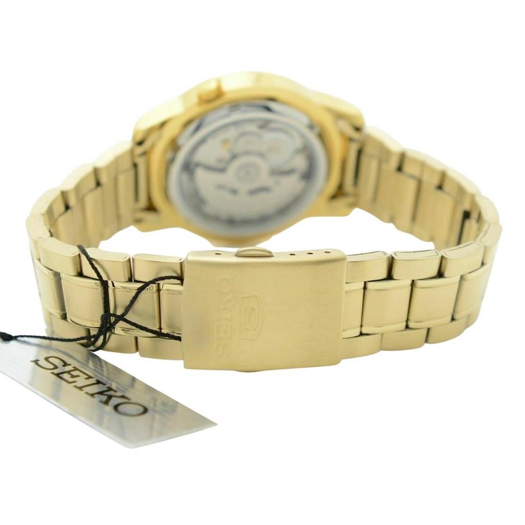 Seiko Автоматические мужские часы SNKK20K1 из нержавеющей стали с 5 золотыми камнями и золотым циферблатом с 21 камнем