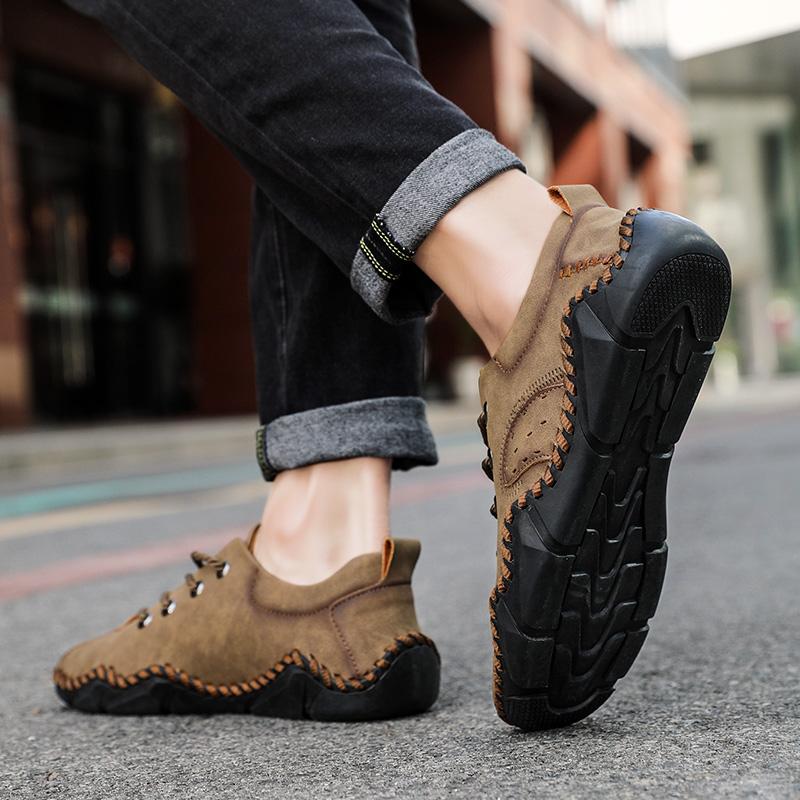 Мужская обувь для отдыха в стиле ретро, кожаные туфли большого размера из пеньковой веревки, мужская кожаная обувь ручной работы на шнуровке с резиновой подошвой для вождения автомобиля