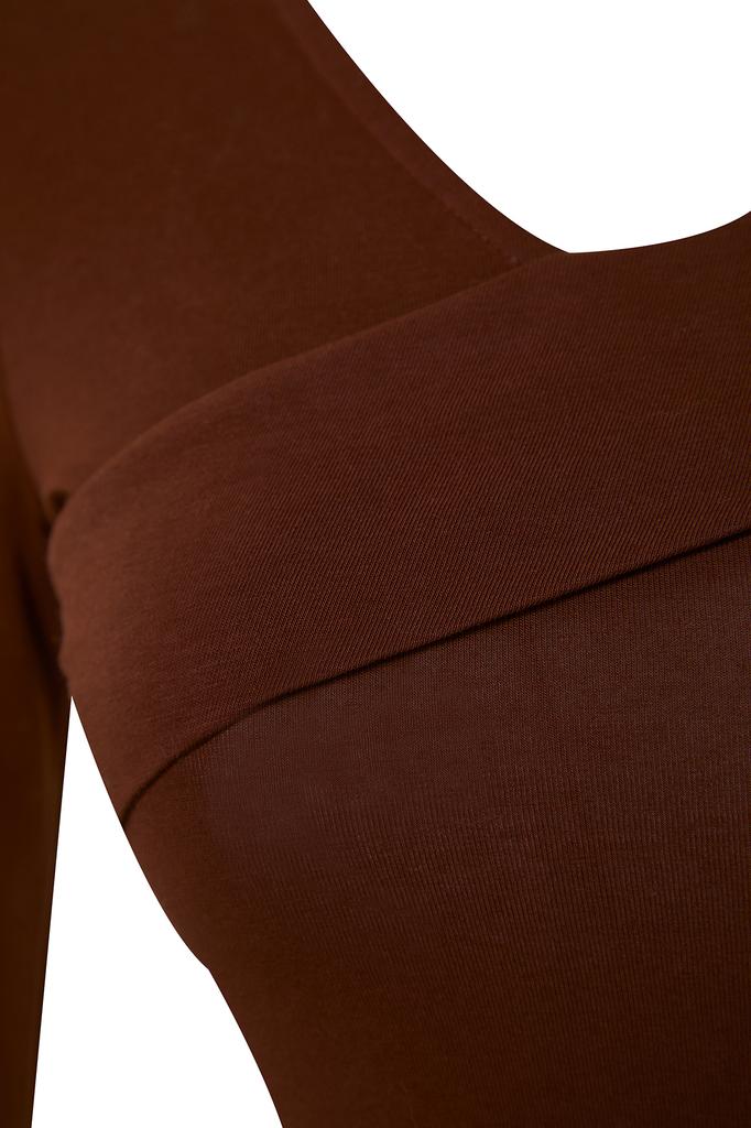 Women's Fashion New Blouse Black Cotton Stretchy Flounce Fitted Crop Knitted Blouse