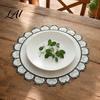 Washable Polyester Pot Mats Flower Shaped Placemat with Embroidered Sunflower Pattern Pastoral Style for Dining Table Soft Fabric Plate Retro