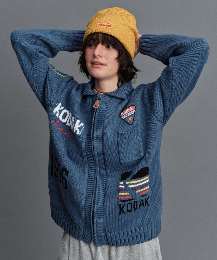 KODAK Gold Moment Archiving Knit Zip-Up Jacket Blue