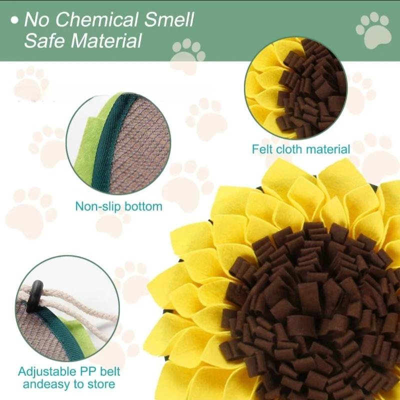 Sunflower Dog Snuffle Mat Interactive Foraging Anti-Choking Slow Feeder Washable Pet Toy for Dogs And Cats Relieves Boredom