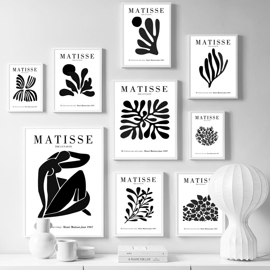 Черно-белый абстрактный Матисс коралловый лист человеческого тела настенные художественные принты холст живопись скандинавский постер Декор фотографии для гостиной